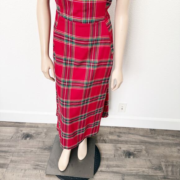 [ModCloth] Collectif Red Tartan Plaid Rebel Check Isabella Maxi Dress NWT Sz 14 - Picture 6 of 13